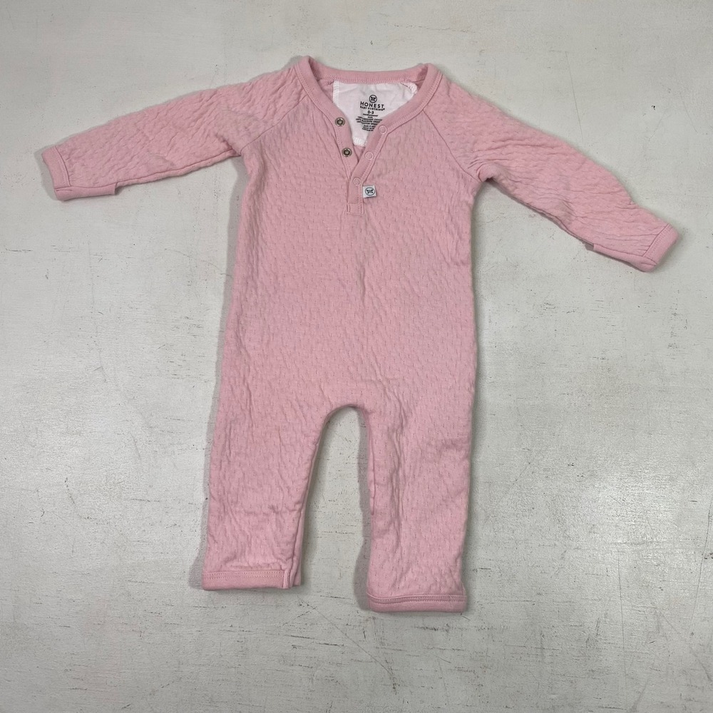 Honest Baby 100% Organic Cotton Pink Quilted Coveralls Body Suit 0-3 Months